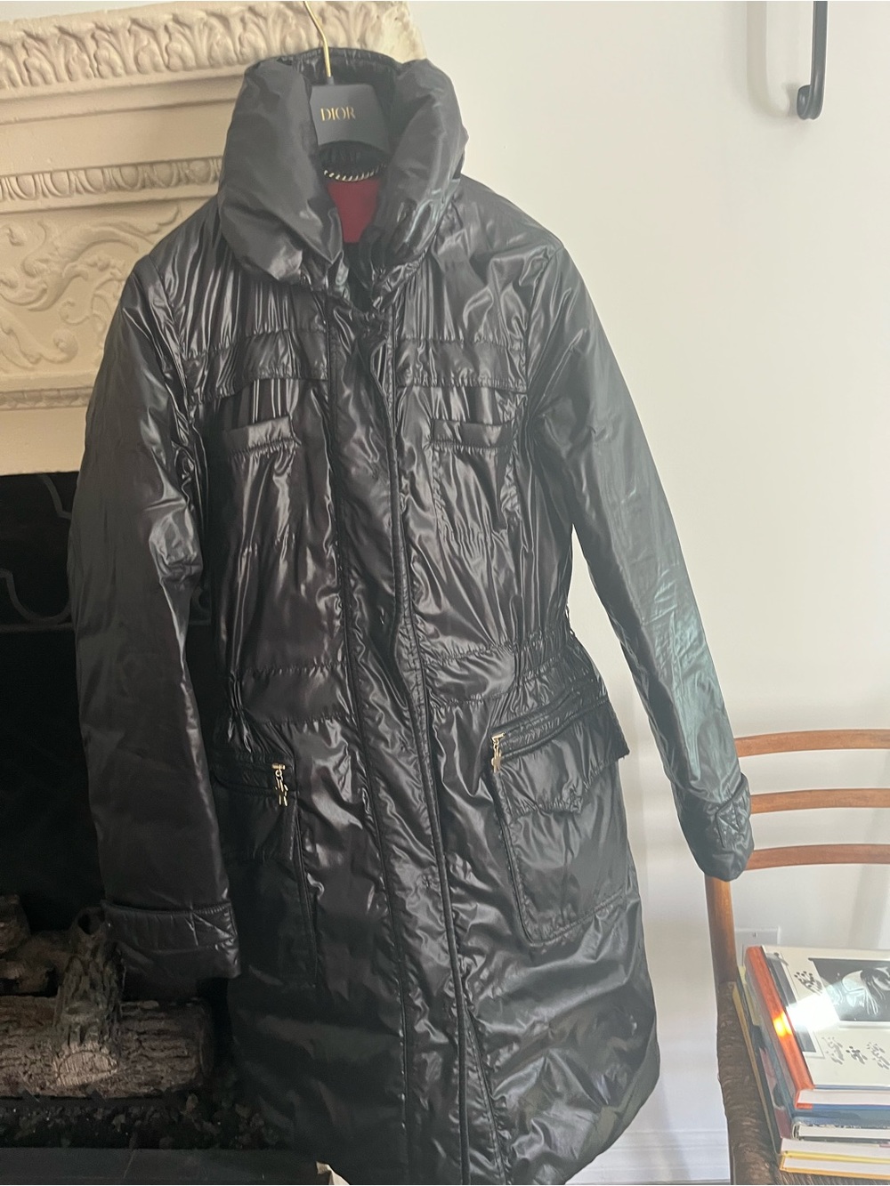 Moncler Black Long Shiny Puffer Coat